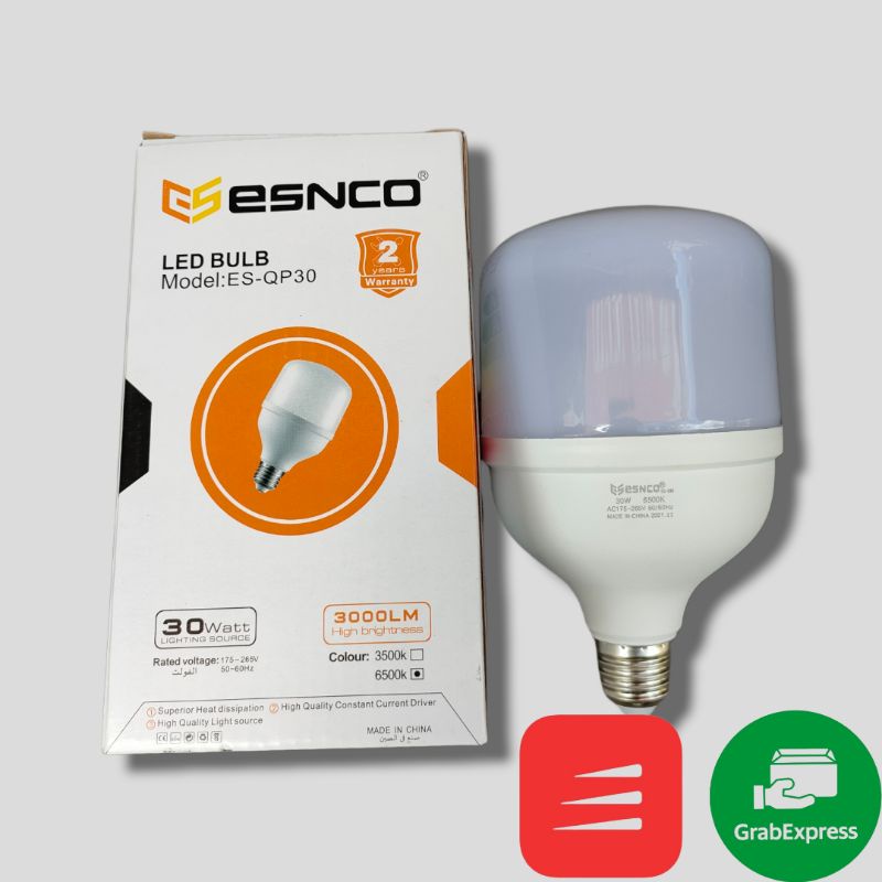 Bóng đèn Led búp bulb trụ tròn 30W đui xoáy E27 Ensco hàng chuẩn công suất ánh sáng trắng Chính Hãng
