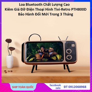 Loa Bluetooth Kiêm Giá đỡ điện thoại hình chiếc TV PTH800D thiết kế Retro Nghe Nhạc Rất Hay