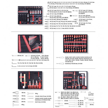 Tủ đồ nghề sửa chữa cao cấp 7 ngăn 211 chi tiết Yato YT-55290