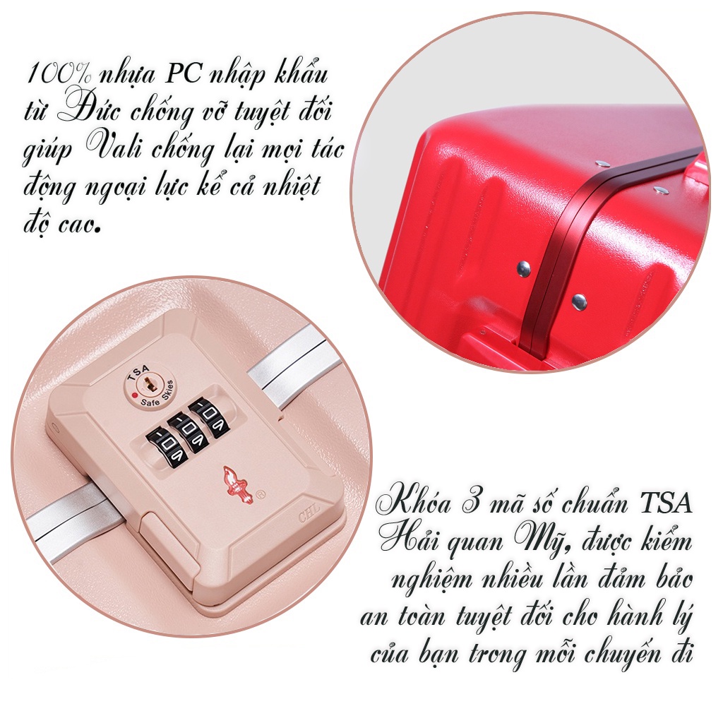 Vali Kéo Khung Nhôm Khoá Sập Cao Cấp Travelking 805 Siêu Bền Chống Vỡ Tuyệt Đối Chính Hãng Hùng Phát - Bamozo Shop