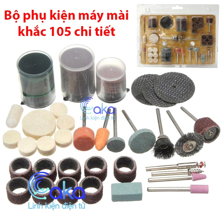 Bộ phu kiện mài khắc đa năng 105 chi tiết cho máy khoan mài mini