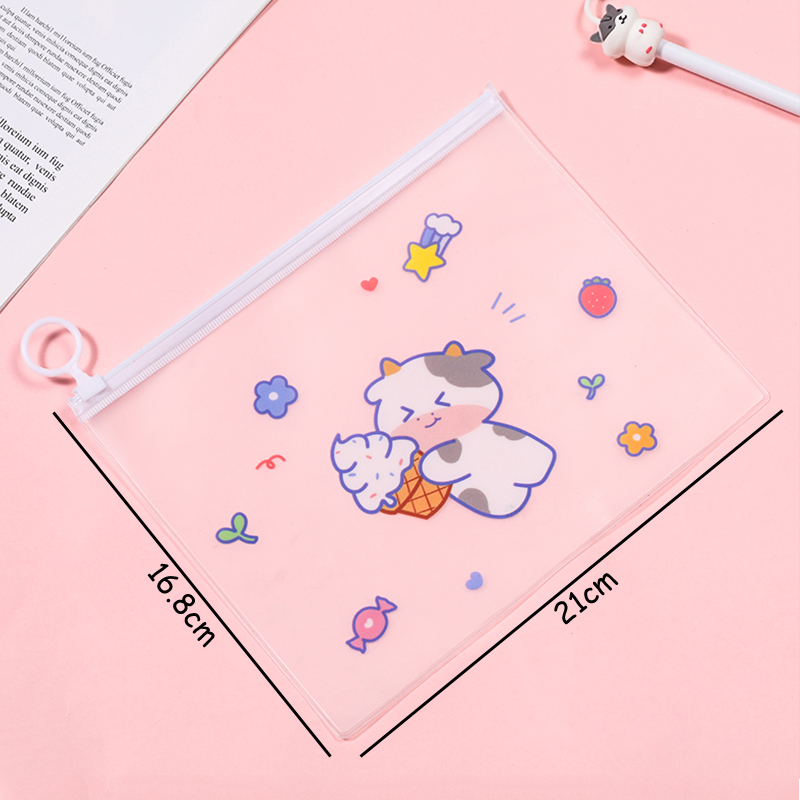 Túi Đựng Bút Khóa Kéo Chất Liệu PVC Họa Tiết Hoạt Hình Xinh Xắn