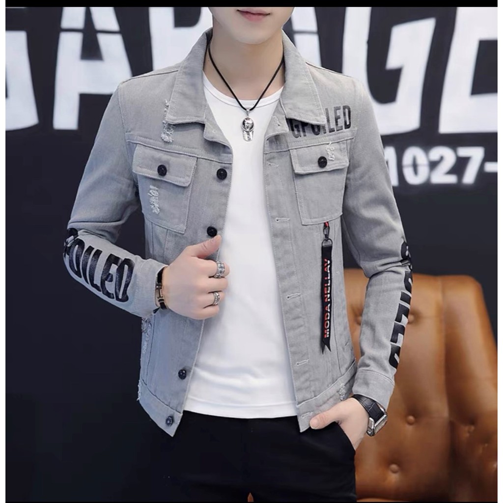 ÁO KHOÁC KAKI NAM DENIM PHỐI CHỮ SIÊU PHONG CÁCH HÀN QUỐC, ÁO KHOÁC NAM LỊCH LÃM