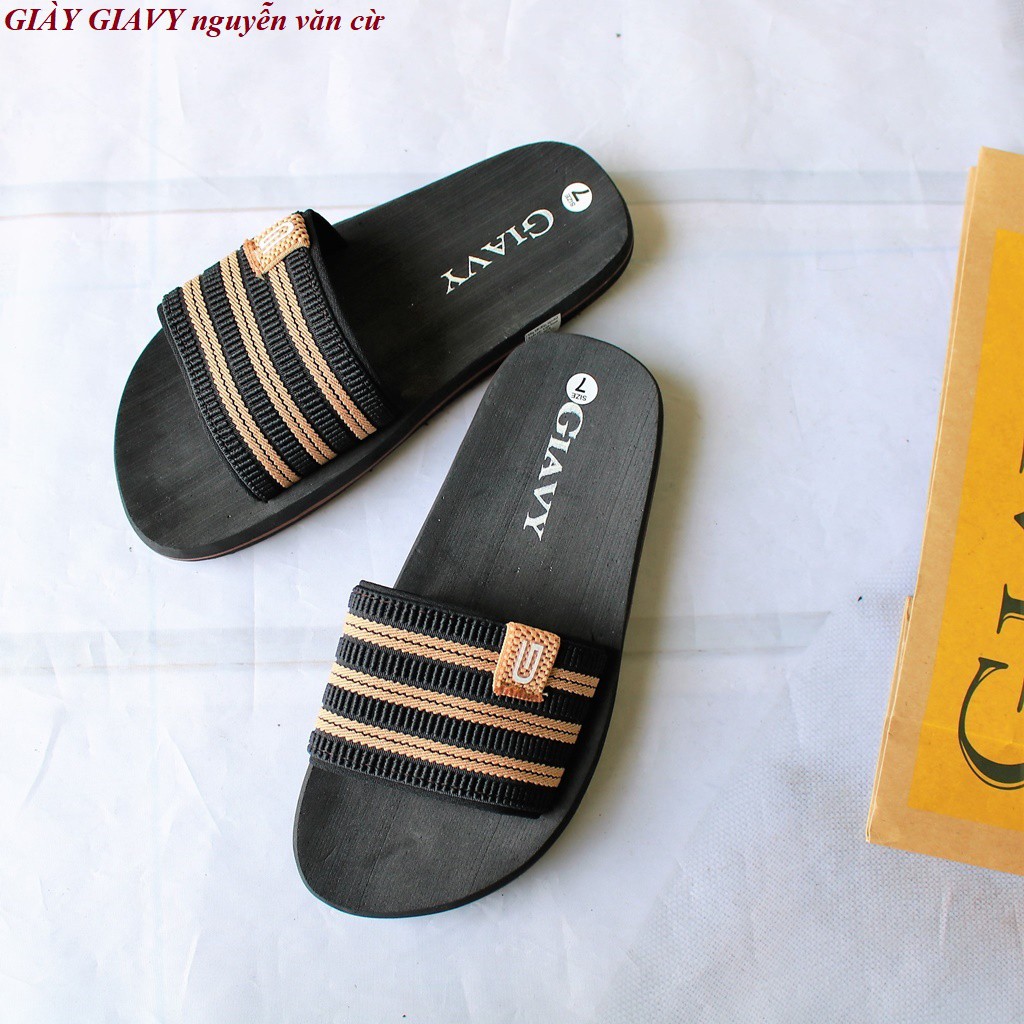 Dép xốp nữ quai ngang sọc mix màu M12 - GIAVY