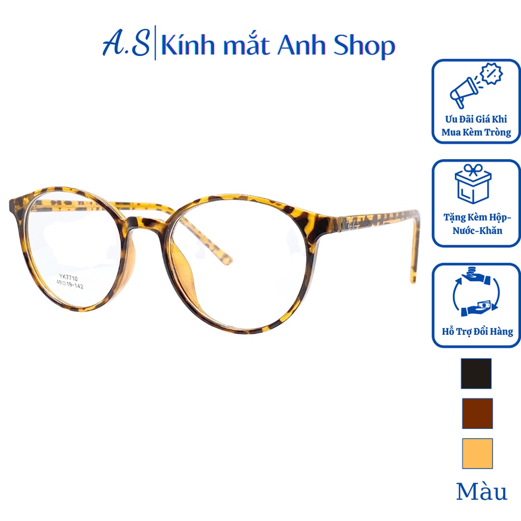 Kính Tròn nhựa dẻo kính thời trang chất liệu nhựa dẻo cứng cáp lõi kim loại đeo bền 7710