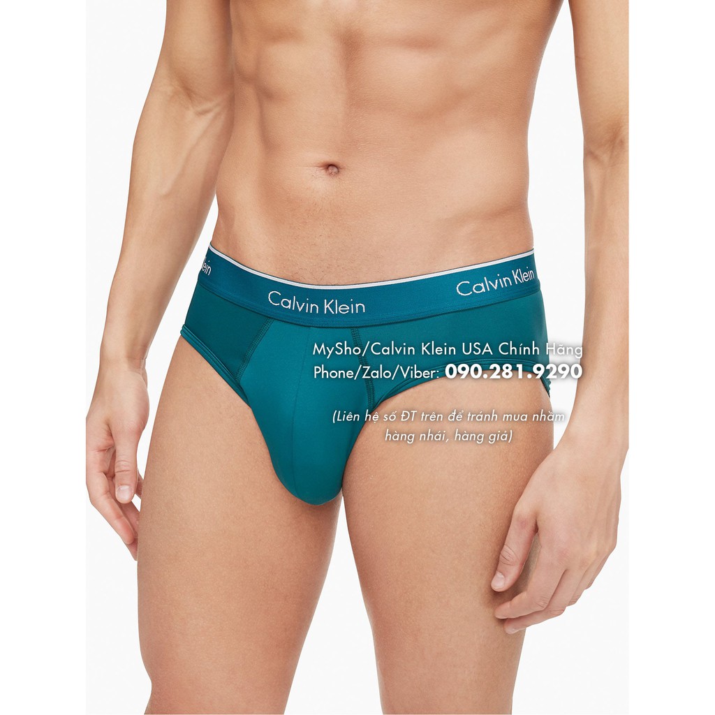 (Bill Mỹ Chính Hãng size M) Quần xanh ngọc nam tam giác (31), Micro Plus Hip Brief - Calvin Klein USA