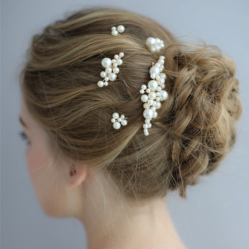 Bộ trâm cài tóc đính ngọc trai nhân tạo sang trọng cho cô dâu