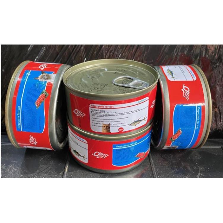 Pate Orgo Lon lớn 170gr tiết kiệm Pate cho mèo Thức ăn ướt dạng mảnh đóng hộp cho mèo thức ăn mèo dạng sốt