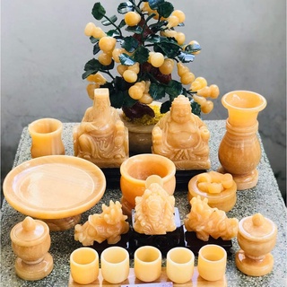 Combo Tỳ hưu 12cm + thiềm thừ 12cm + bát tụ bảo 10cm chiêu tài hút lộc đá Ngọc Hoàng Long, Ngọc Pakistan