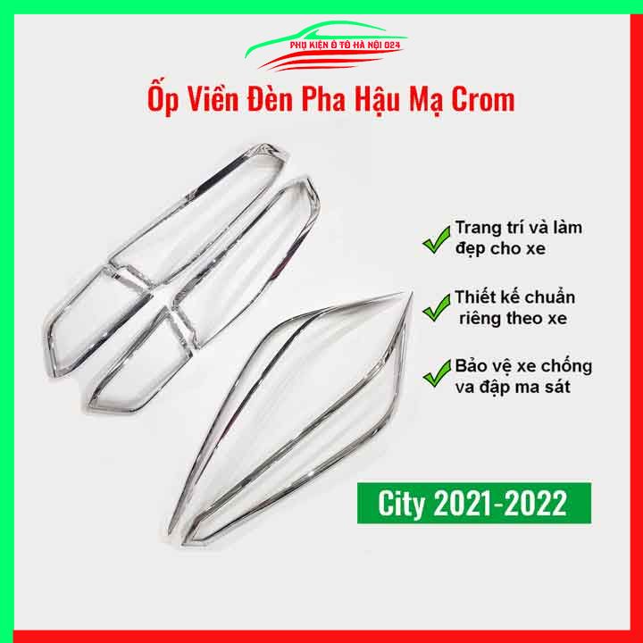 Ốp viền đèn pha hậu City 2021-2022 mạ crom