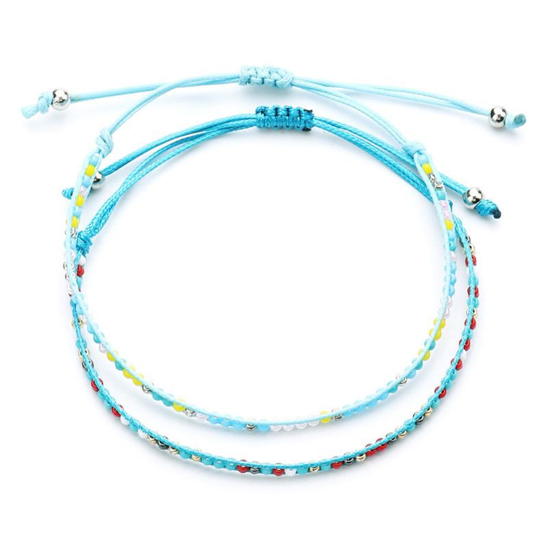 Vòng tay dây sáp handmade đan hạt nhựa phong cách dân tộc cổ điển