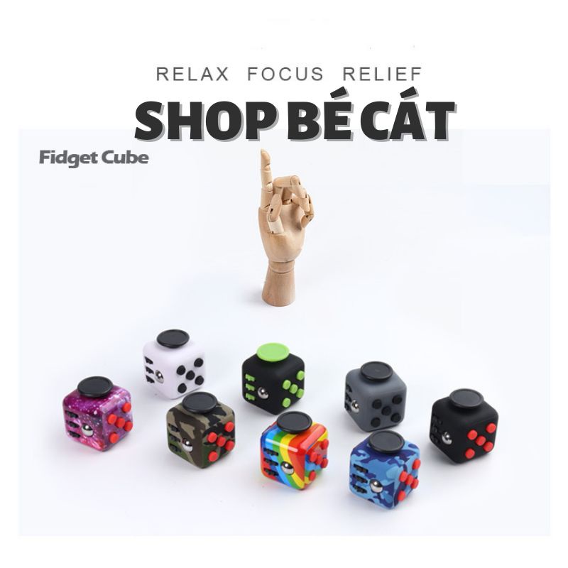 Fidget Cube - Xúc Sắc Rubic - Khối Lập Phương Thư Giãn Xả Stress, Tăng Tập Trung, Chống Bứt Rứt (Tặng kèm Bag Authentic)
