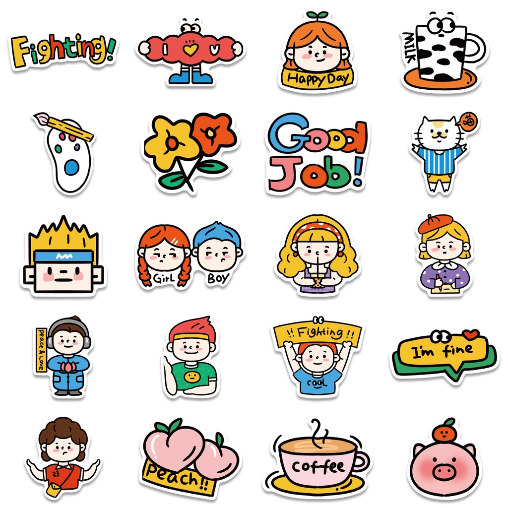 Bộ 40 Miếng Dán Graffiti Chống Thấm Nước Dùng Trang Trí Cho Xe Đẩy/Văn Phòng