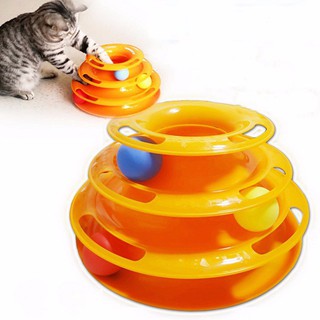 Đồ chơi tháp bóng 3 tầng cho chó mèo màu cam / xanh