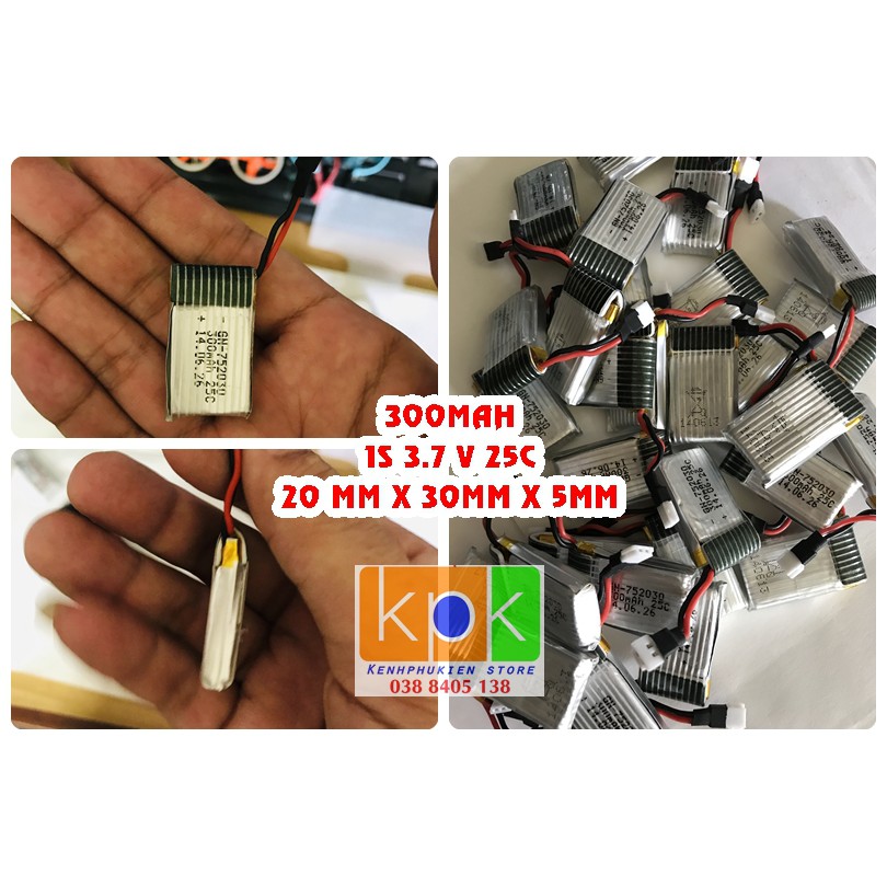 pin 1s 300mah 25c giành cho máy bay đk từ xa