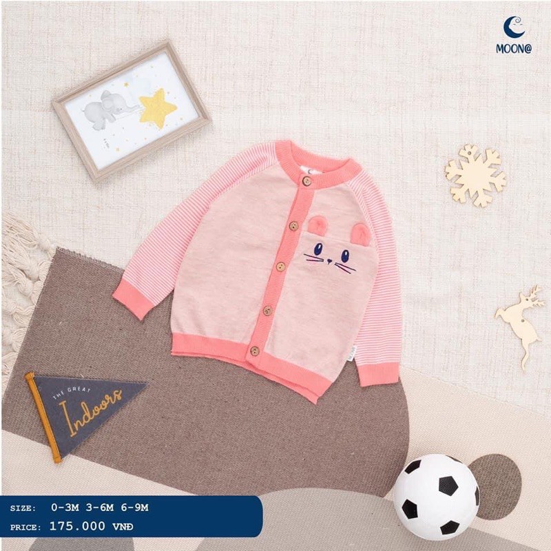 [ MOON ] Áo len lông cừu cài thẳng Moon cho bé từ 0-9M