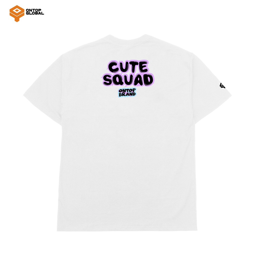 Áo thun tay lỡ form rộng nam nữ màu trắng ONTOP - Cute Squad