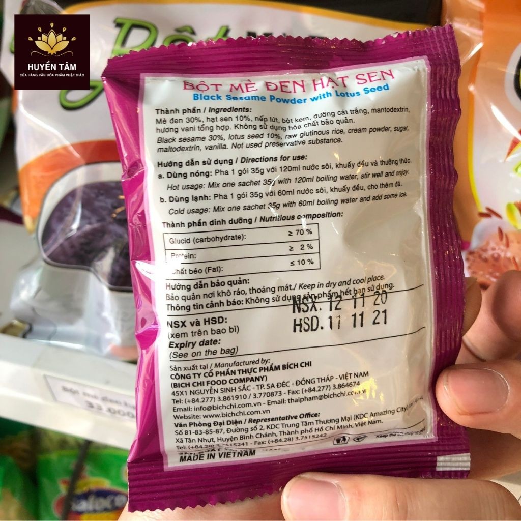 [RẺ VÔ ĐỊCH] Bột mè đen hạt sen Bích Chi 350gr nguyên chất hương vị thơm ngon giàu dinh dưỡng | BigBuy360 - bigbuy360.vn