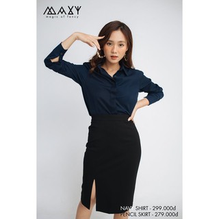 Áo sơ mi nữ tay dài công sở navy basic shirt Maxy Workshop