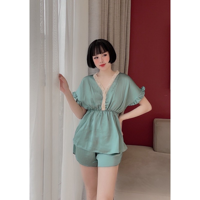 Bộ Lụa Satin Áo Cộc Quần Đùi