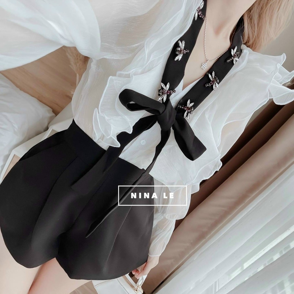 Set Bộ Đồ Nữ Áo Sơ Mi Kèm Quần Đùi 2 Màu ( XANH, ĐEN) Thiết Kế Trẻ Trung Cho Nàng Đi Chơi, Đi Tiệc Thoải Mái