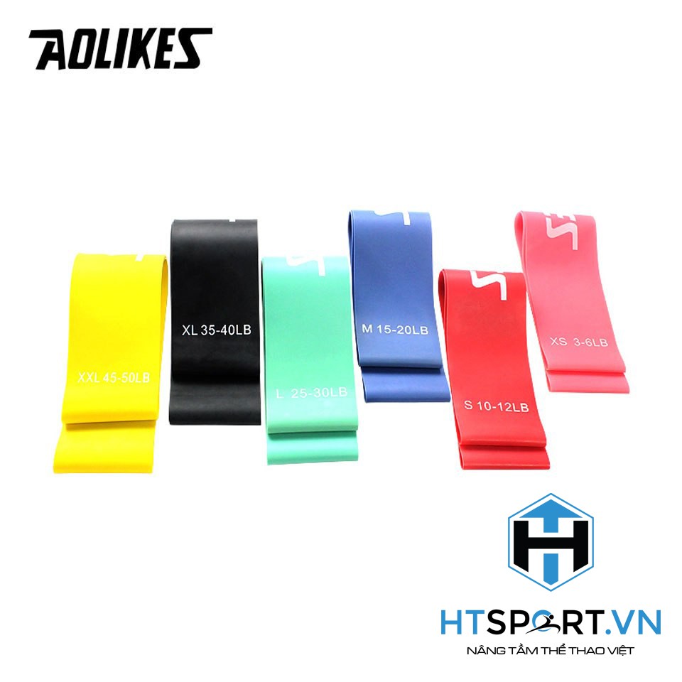 Dây Kháng Lực Tập Gym, Bộ 6 Dây Cao Su Kháng Lực Tập Chân Mông Aolikes AL3601 Mini Band, Phụ Kiện Tập Gym Nữ