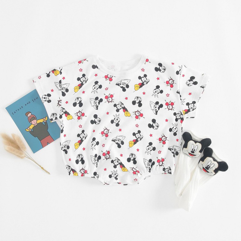 Áo liền quần họa tiết hoạt hình tay ngắn đáng yêu dành cho bé