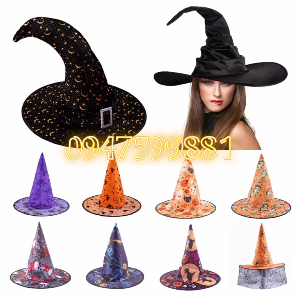 Nón phù thủy hóa trang halloween cho bé - Nón cosplay phù thủy lễ hội hóa trang Halloween, lễ hội ma - VPP Gấu Bông Baby