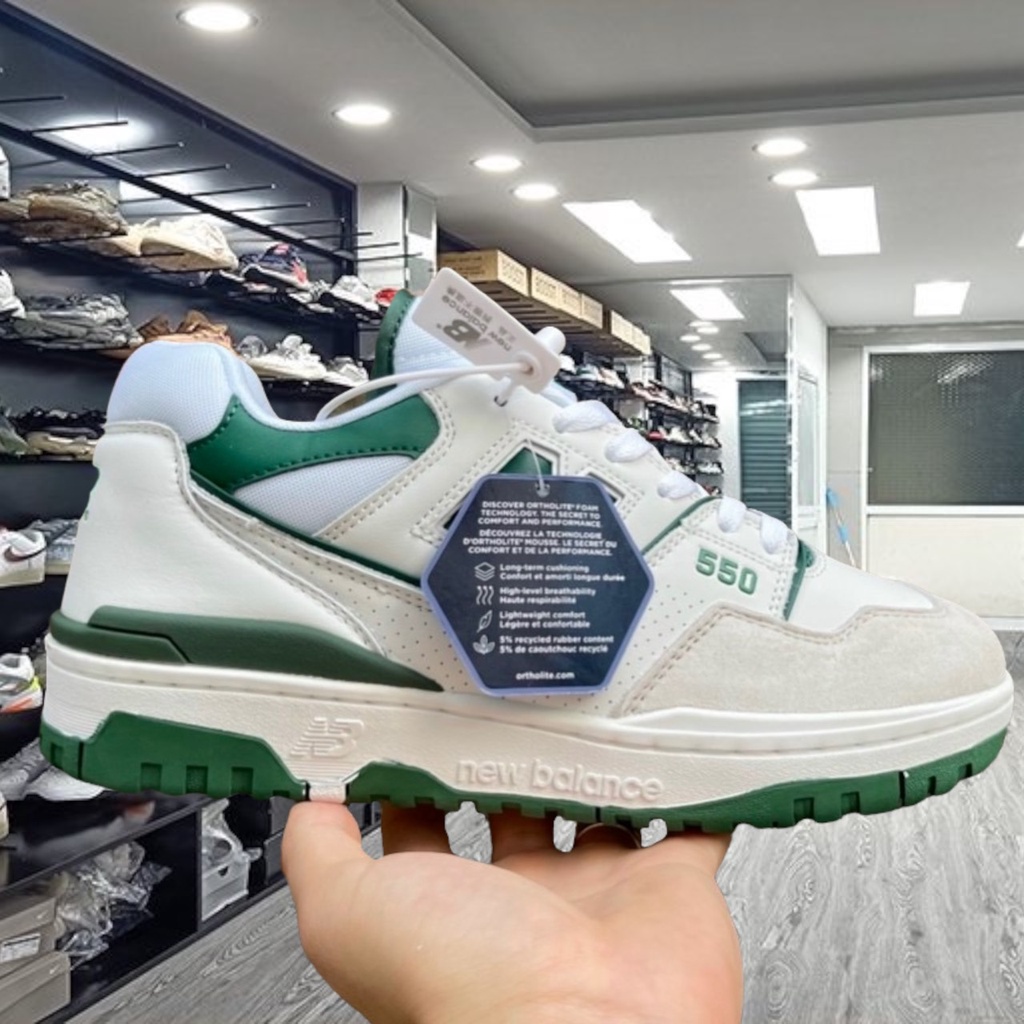 Giày New Balance 550 'White Green' BB550WT1, NB xanh lá bản SC BẢN NEW - Yabi_boutique