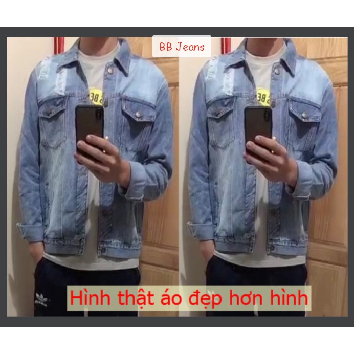 [VIP] Aó khoác jean nam GM rách nhẹ kinh điển form chuẩn đẹp hình thật túi thật nhận hàng bất ngờ từ Chiwawa shop
