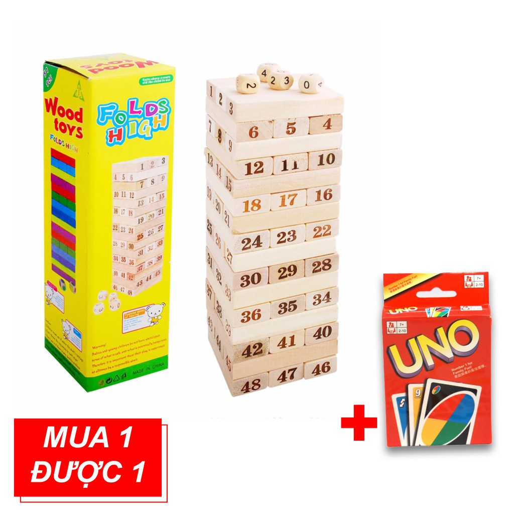 Bộ đồ chơi rút gỗ số 48 thanh tặng kèm bài uno - Do_luu_niem