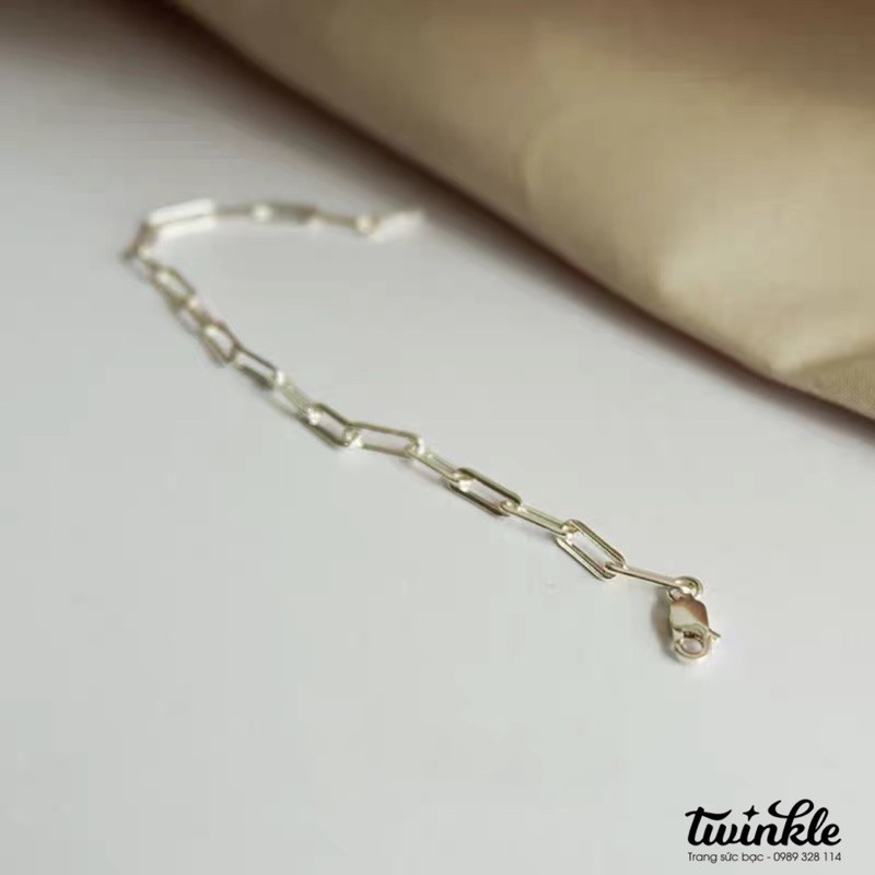 Lắc tay xích bạc mảnh trơn kiểu dáng đơn giản dễ phối dành cho nữ - Twinkle Silver