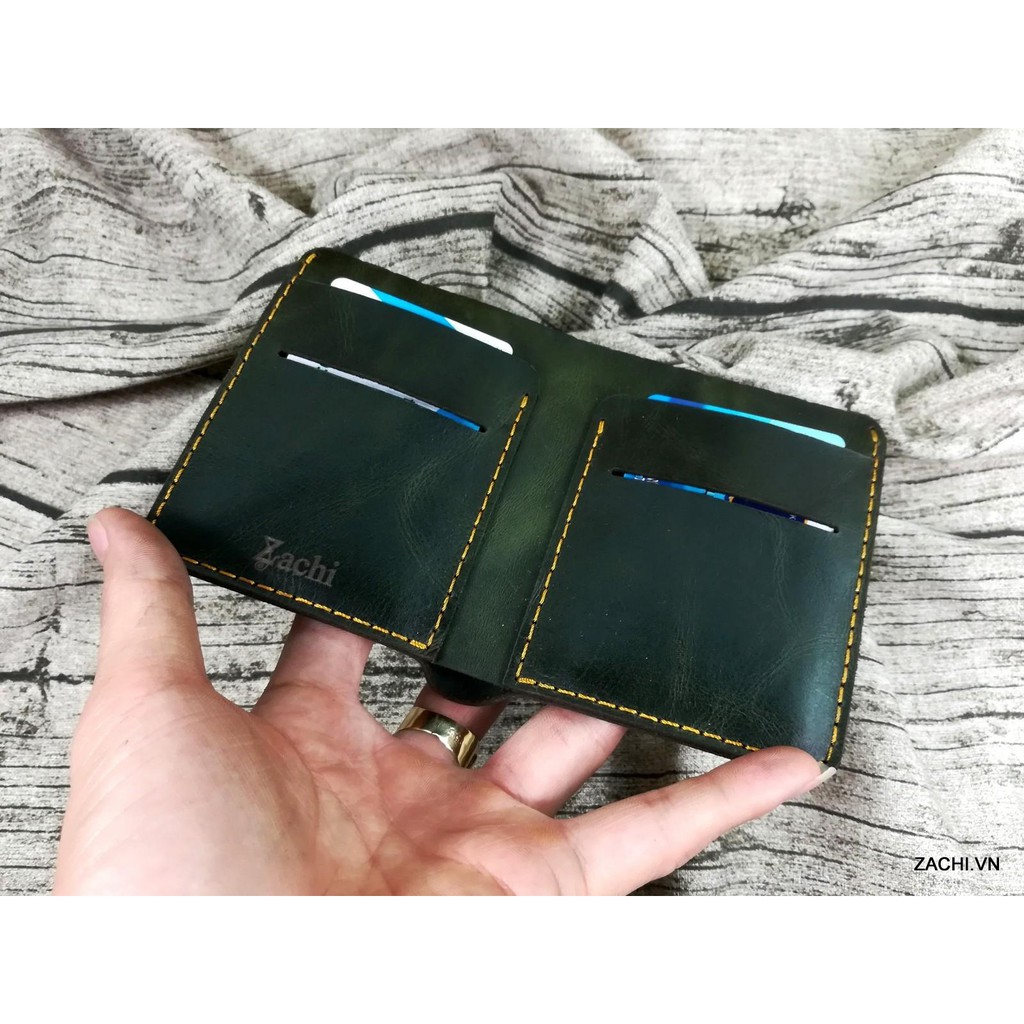 Ví đứng nam mini nhỏ gọn trong lòng bàn tay da bò handmade - VN220 ví tiền bóp đựng tiền