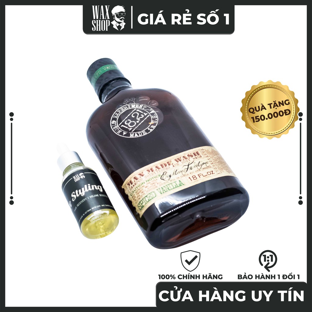 Sữa Tắm Gội Xả 3 in 1 - SPICED VANILLA MAN MADE WASH - 1821 MAN MADE ⚡[Siêu thơm] ⚡Tặng kèm Pre-Styling