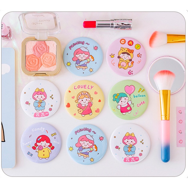 Gương tròn mini cầm tay hình cô gái công chúa cute dễ thương xinh xắn (7cm)