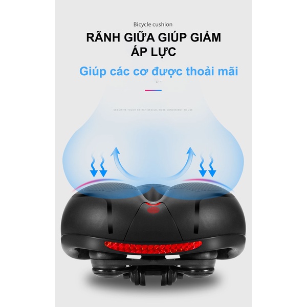 Yên xe đạp ACTIVEZONE Kích thước 24x20x7cm Trọng lượng 0.8k Da PU cao cấp, có lỗ sần giúp không bị trơn trượt khi đạp