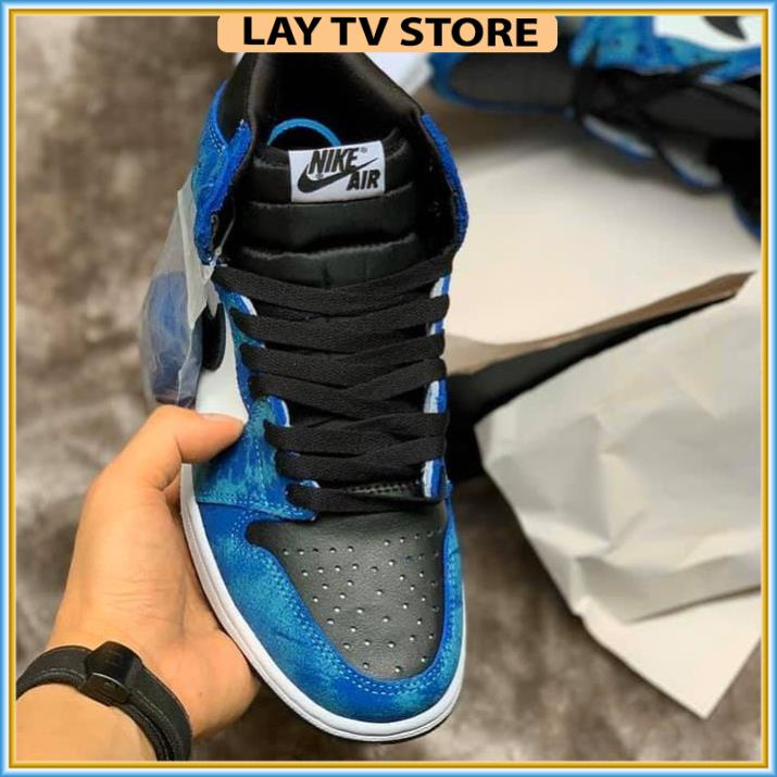 Giày thể thao Jordan cổ cao cổ thấp xanh loang nước biển, giày sneaker JD1 Tie Dye cao cổ thấp cổ nam nữ | BigBuy360 - bigbuy360.vn