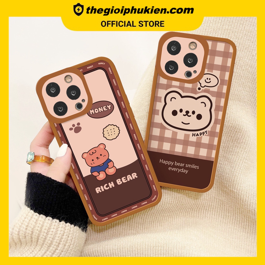 Ốp iphone - Ốp lưng iphone cạnh vuông viền camera Mun Bear dành cho ip 6 đến 14promax - G46