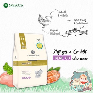 10kgTHỨC ĂN NATURAL CORE C3 BENE 3012 CHO MÈO THỊT GÀ &amp; CÁ HỒI  là thức ăn giàu dinh dưỡng cho mèo trưởng thành.jy