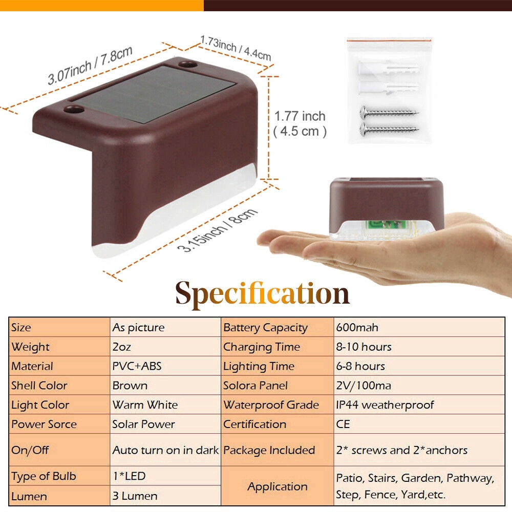 Bộ 4 Đèn Led Tròn Năng Lượng Mặt Trời Chống Thấm Nước Cho Cầu Thang Sân Vườn Đa Năng