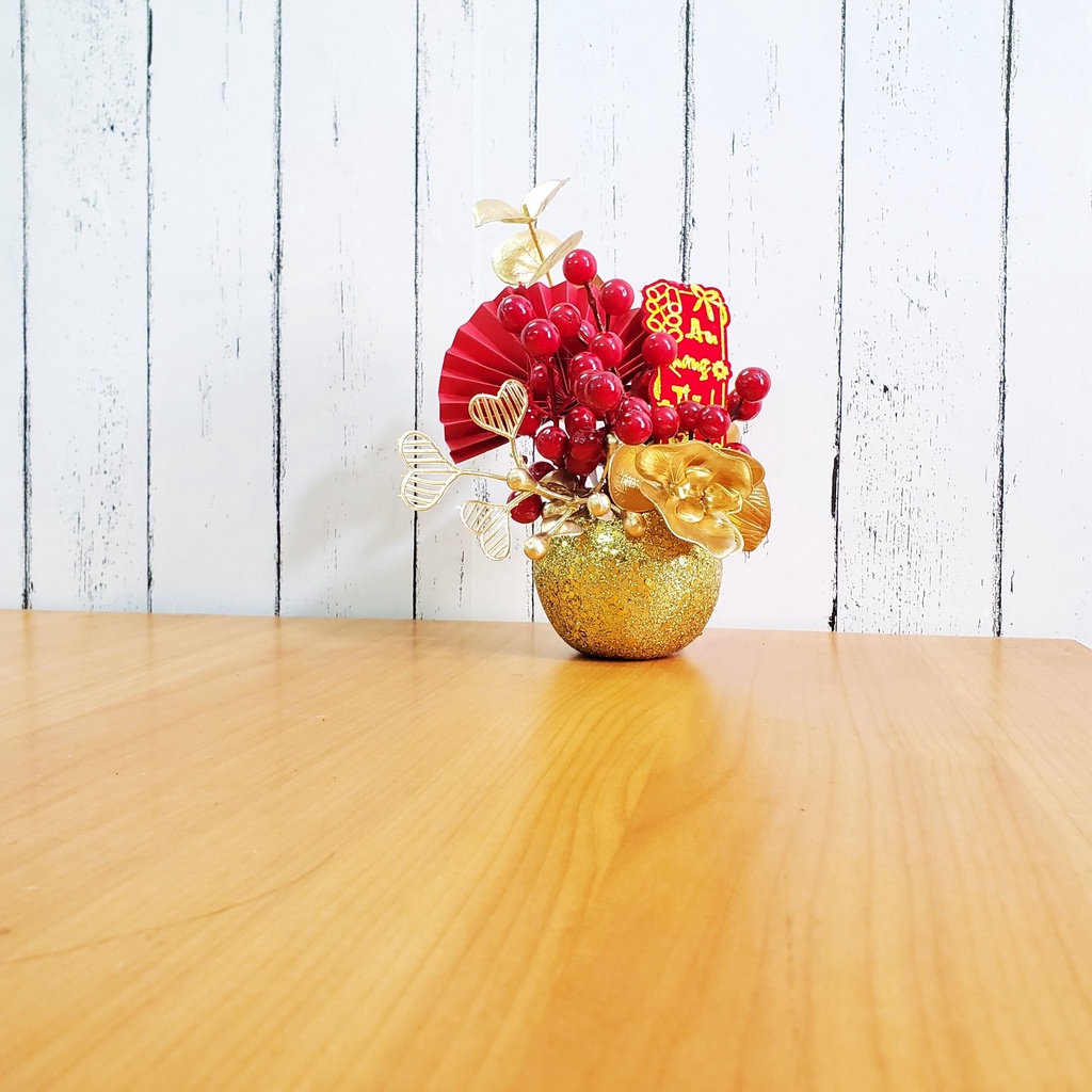 Chậu đào đông nhí cao 15cm để bàn trang trí tết A04