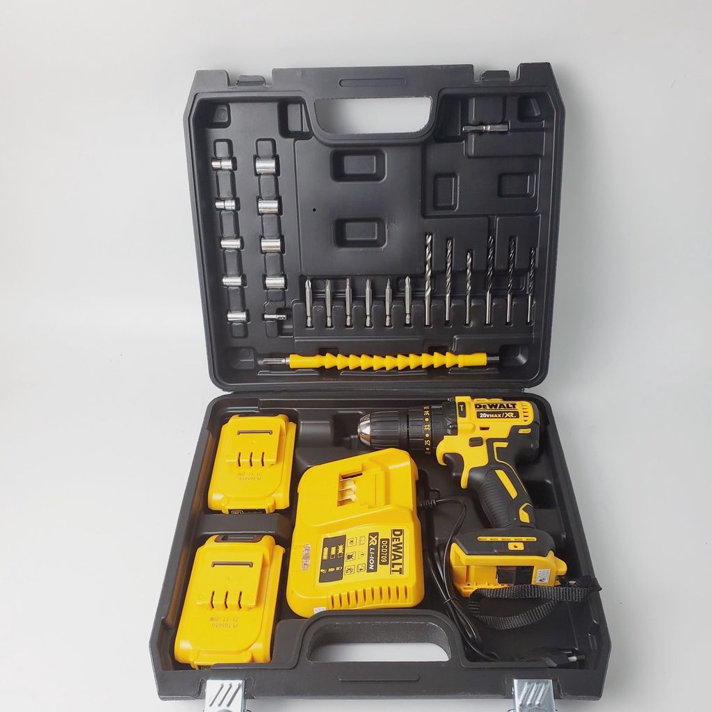 Máy khoan pin dewalt 20v, không chổi than tặng kèm bộ 24 chi tiết