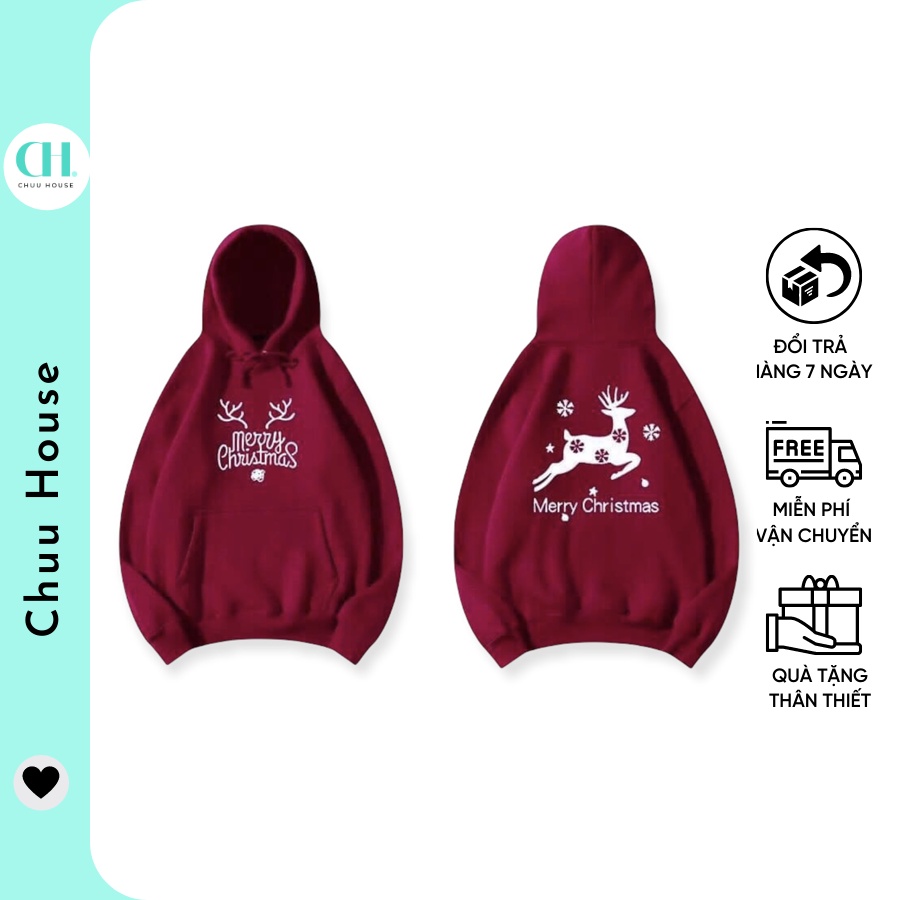 [Có Video + Ảnh Thật] Áo Hoodies Nỉ Nam Nữ Merry Christmas Chất Mềm Mịn Siêu Dày Dặn_ Chuu House_CH0162