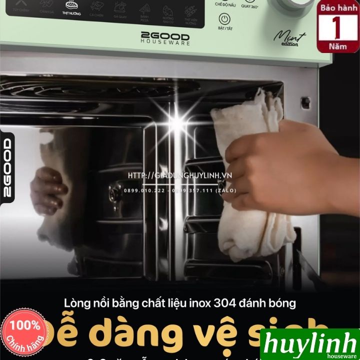 Nồi chiên không dầu điện tử 2Good S19 - 14.5 lít - Tặng găng tay