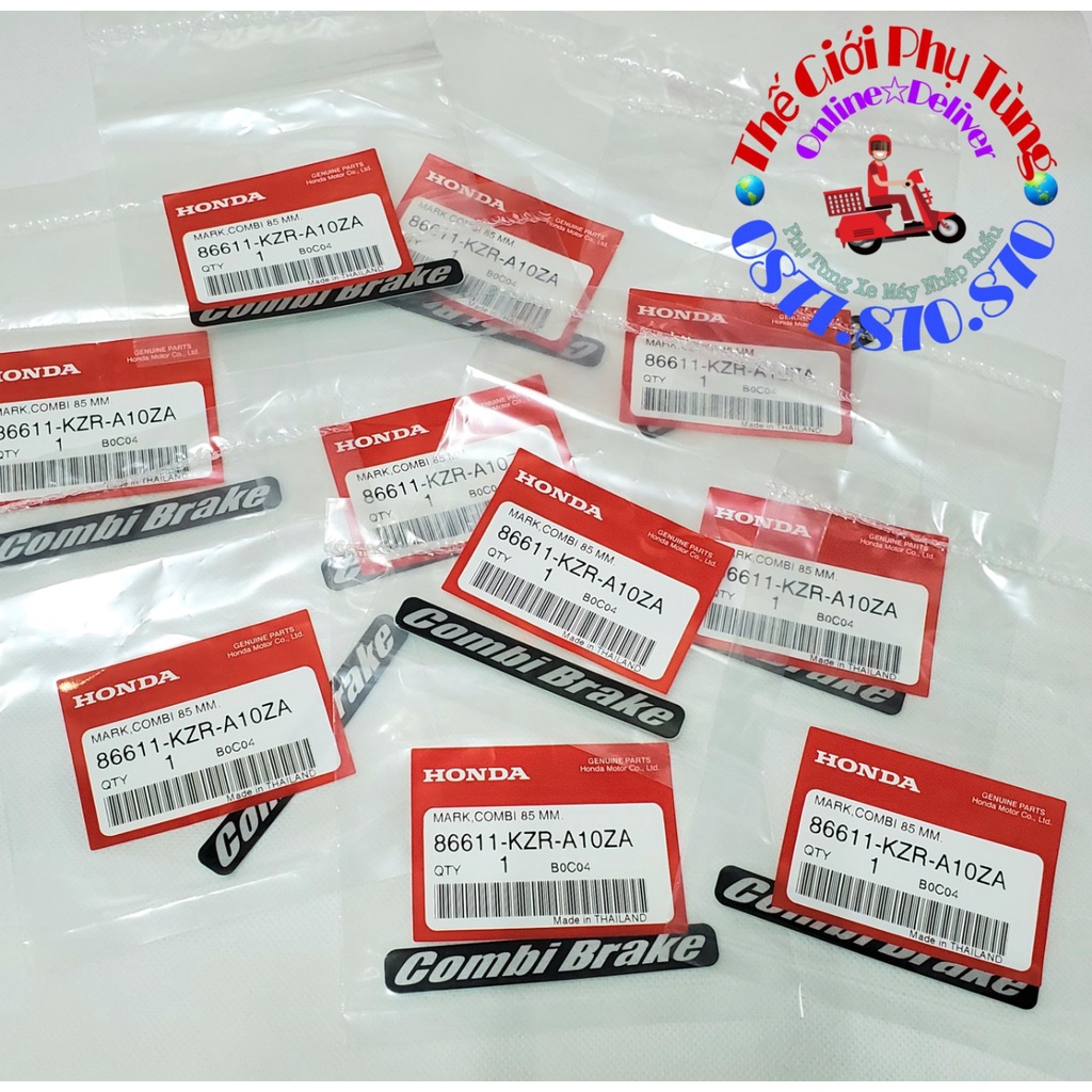 Tem chữ combi brake dán dè trước Vario Click, AB Thái zin honda thái lan - 86611-KZR-A10ZA