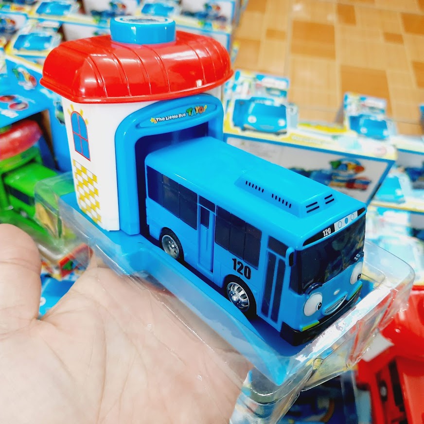 Bộ 4 xe ô tô  buýt Tayo The Little đồ chơi trẻ em xe mô hình gồm 4 nhà và 4 xe bằng nhựa cao cấp