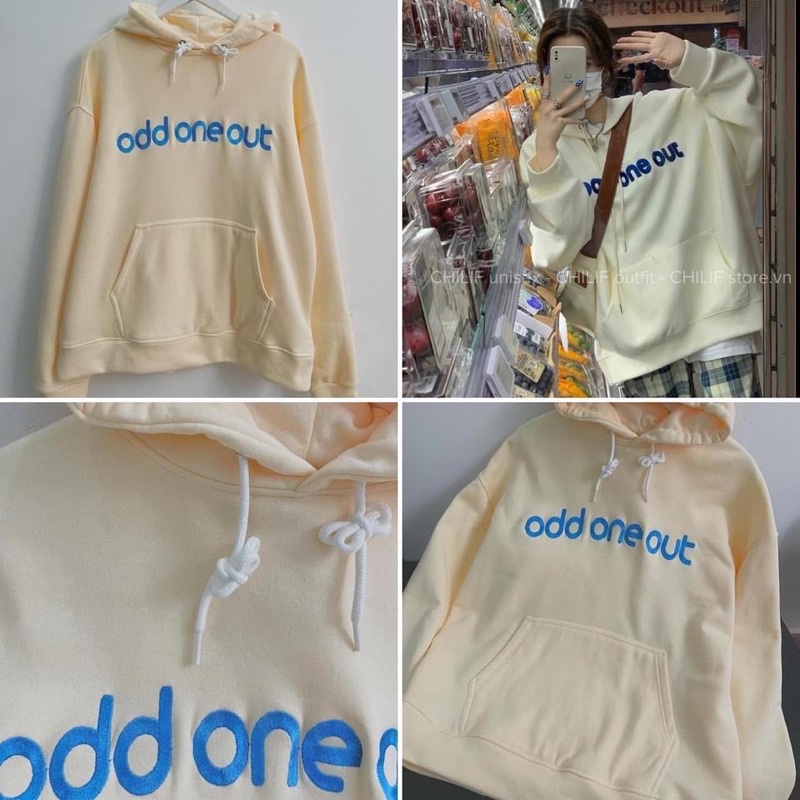Áo Hoodie “odd one out” chất nỉ bông mềm mịn form Rộng Unisex