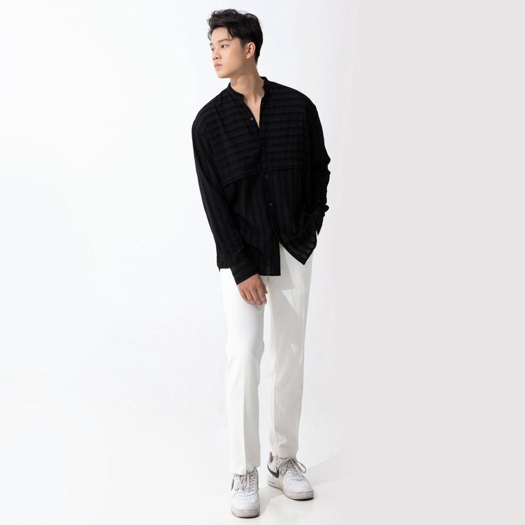 Áo sơ mi nam linen Màu Đen Phom Hàn Quốc Lịch Lãm Thời Trang Ứng Dụng