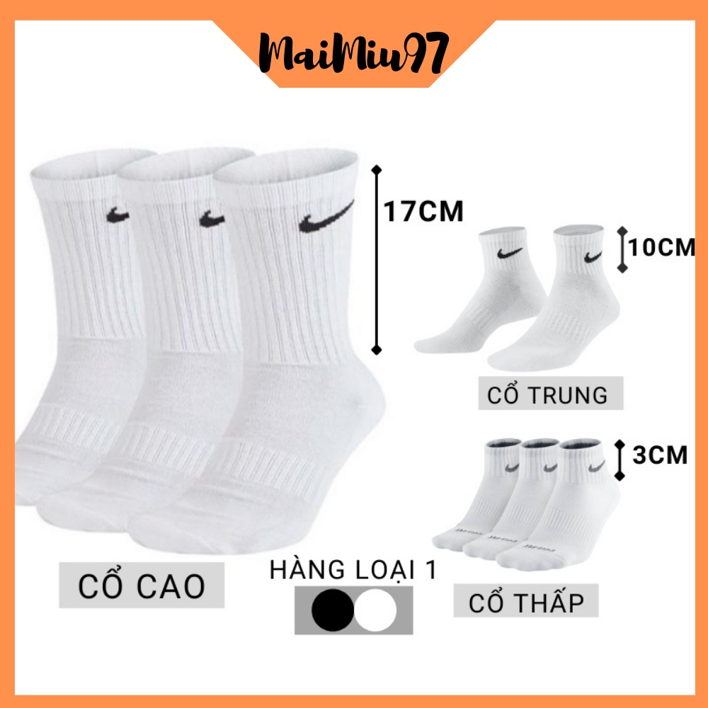 Tất Nam Nữ Thể Thao Cao Cổ Ngắn Màu Đen Trắng Unisex Cao Cấp Hàng Đẹp