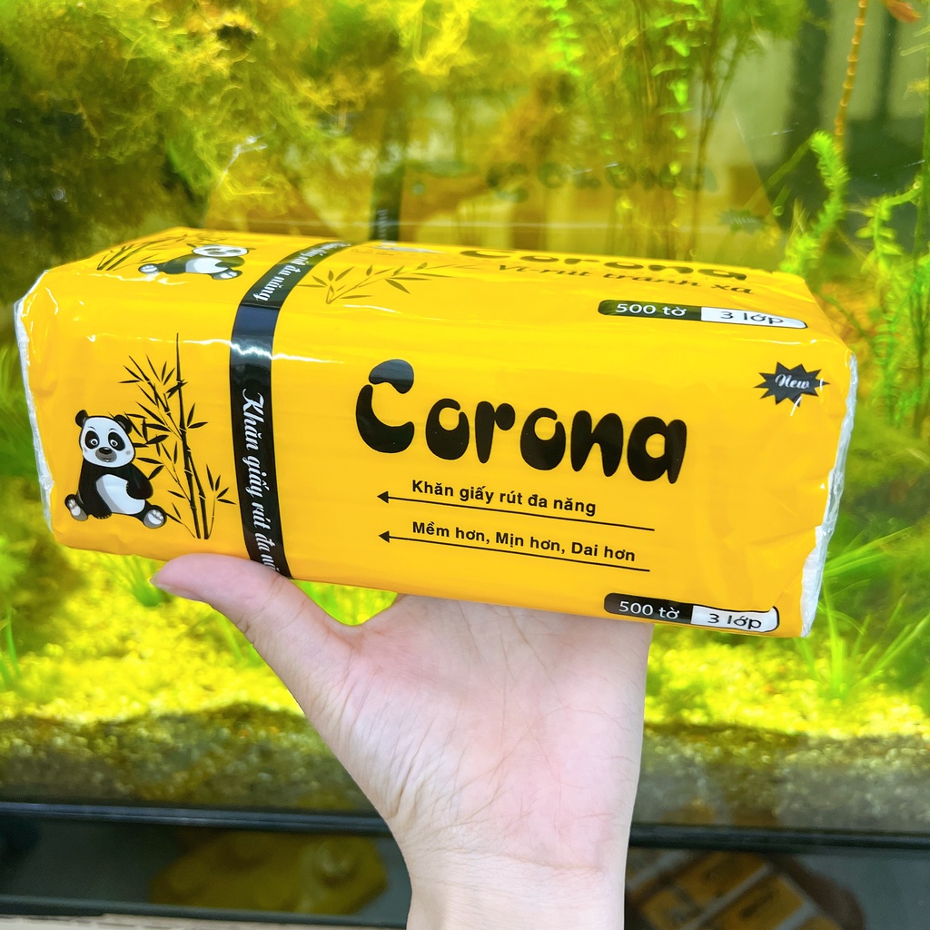 Khăn Giấy rút Corona 500 tờ/ gói siêu nhiều sạch trắng mịn - Giá 1 gói lẽ - khăn giấy gấu trúc